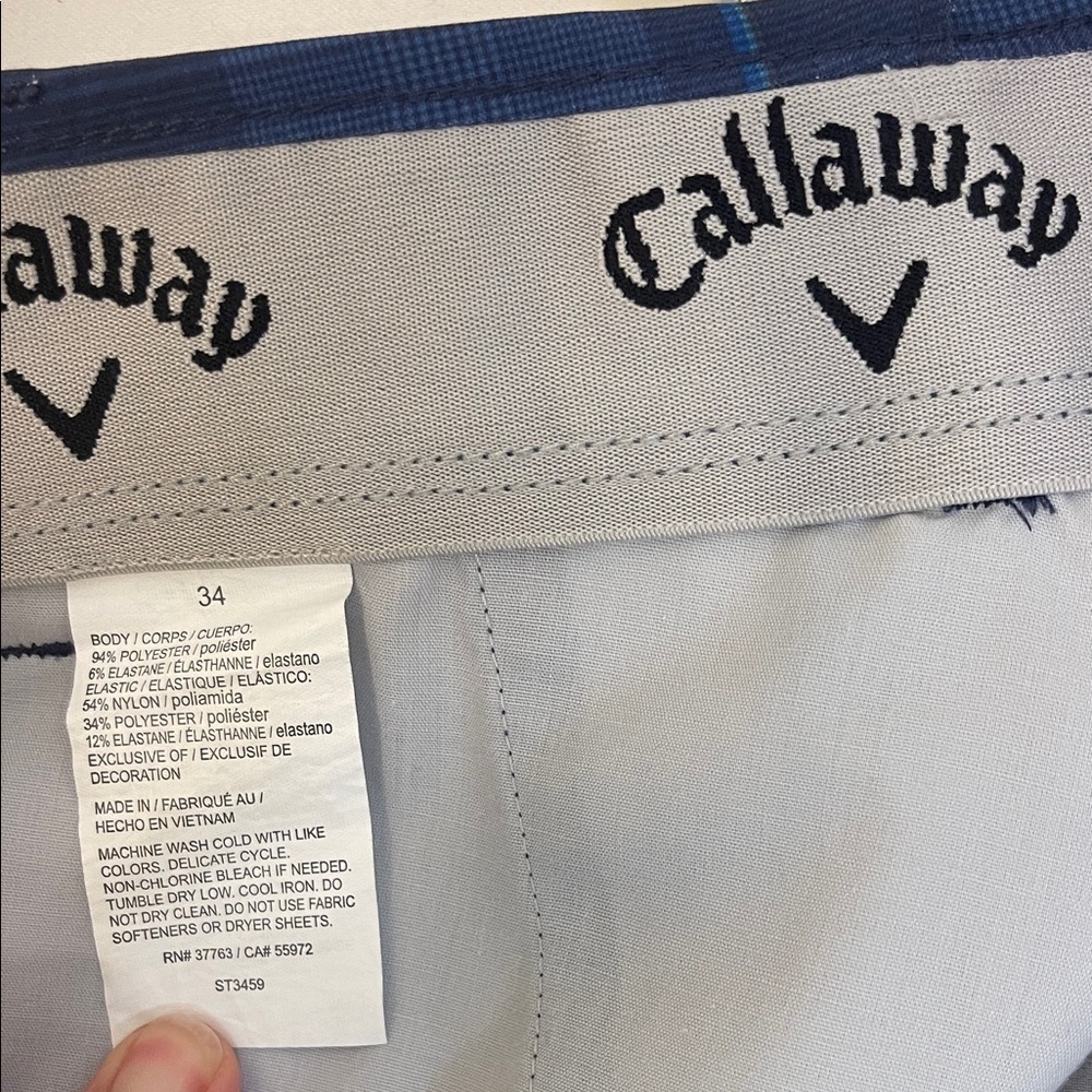 Callaway Navy Plaid Performance Golf Shorts Size 34 - Picture 5 of 5